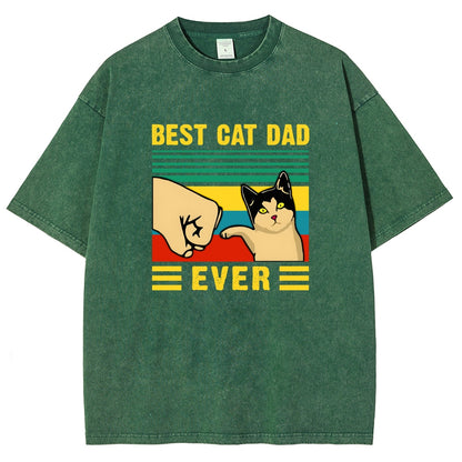 Best Cat Dad Fathers Day Funny Vintage Distressed T-shirt