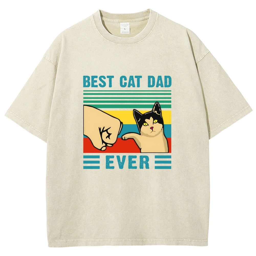 Best Cat Dad Fathers Day Funny Vintage Distressed T-shirt