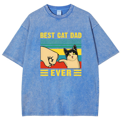 Best Cat Dad Fathers Day Funny Vintage Distressed T-shirt