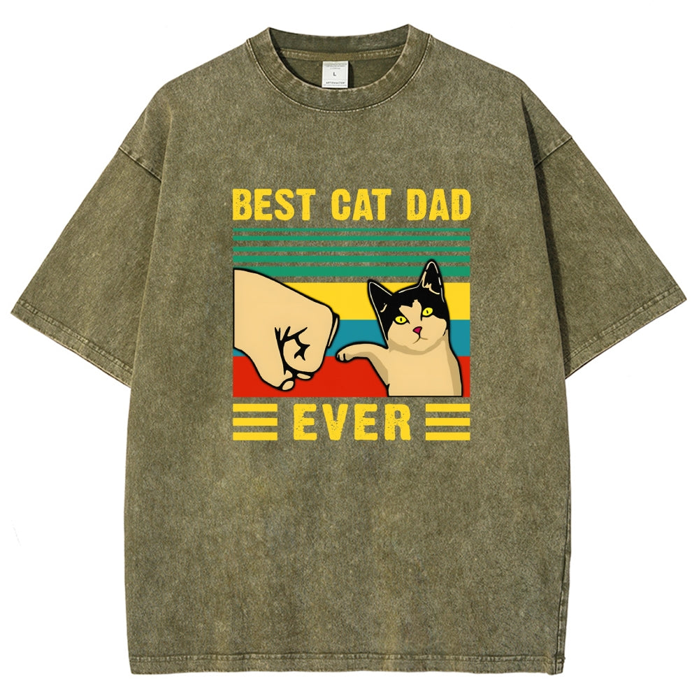 Best Cat Dad Fathers Day Funny Vintage Distressed T-shirt