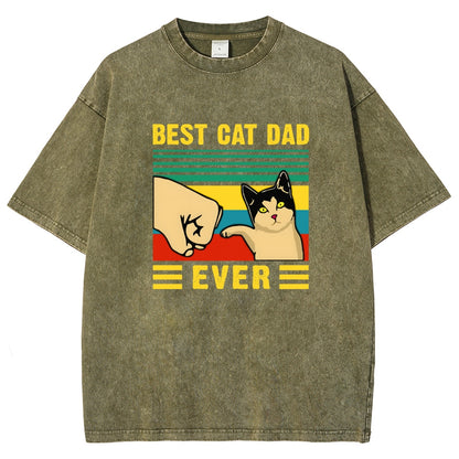 Best Cat Dad Fathers Day Funny Vintage Distressed T-shirt