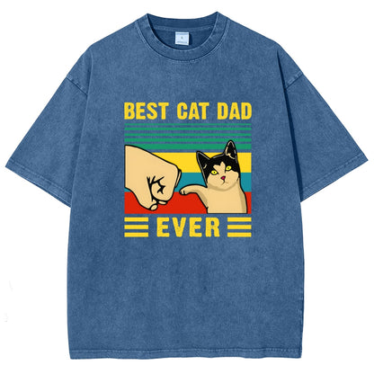 Best Cat Dad Fathers Day Funny Vintage Distressed T-shirt