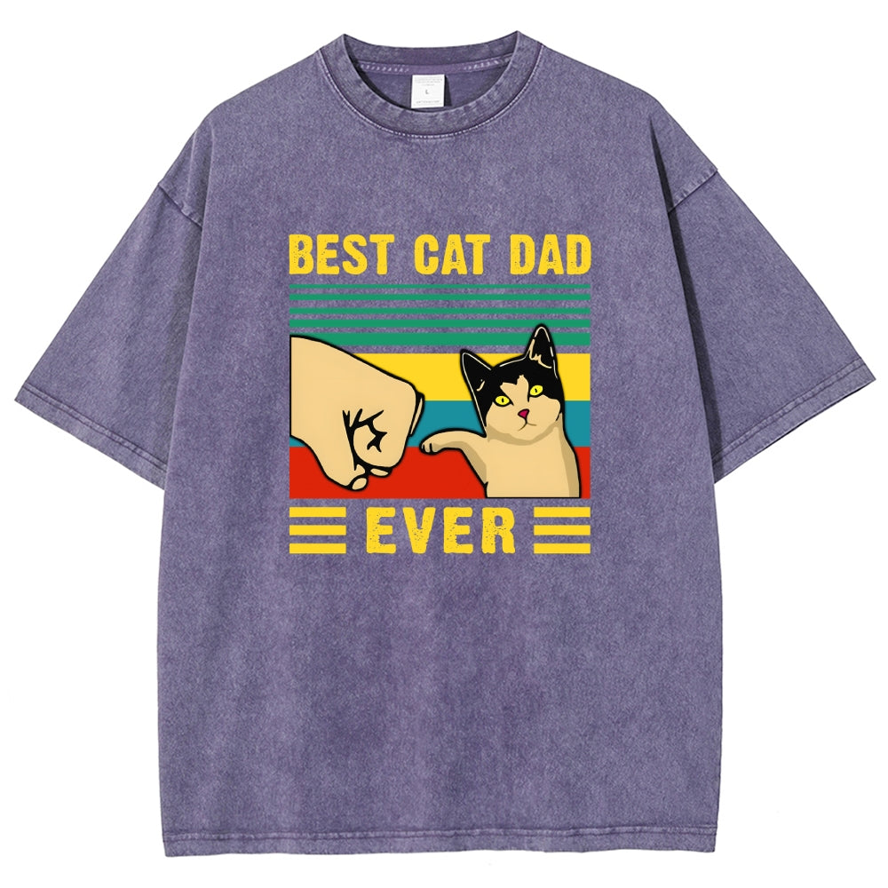Best Cat Dad Fathers Day Funny Vintage Distressed T-shirt