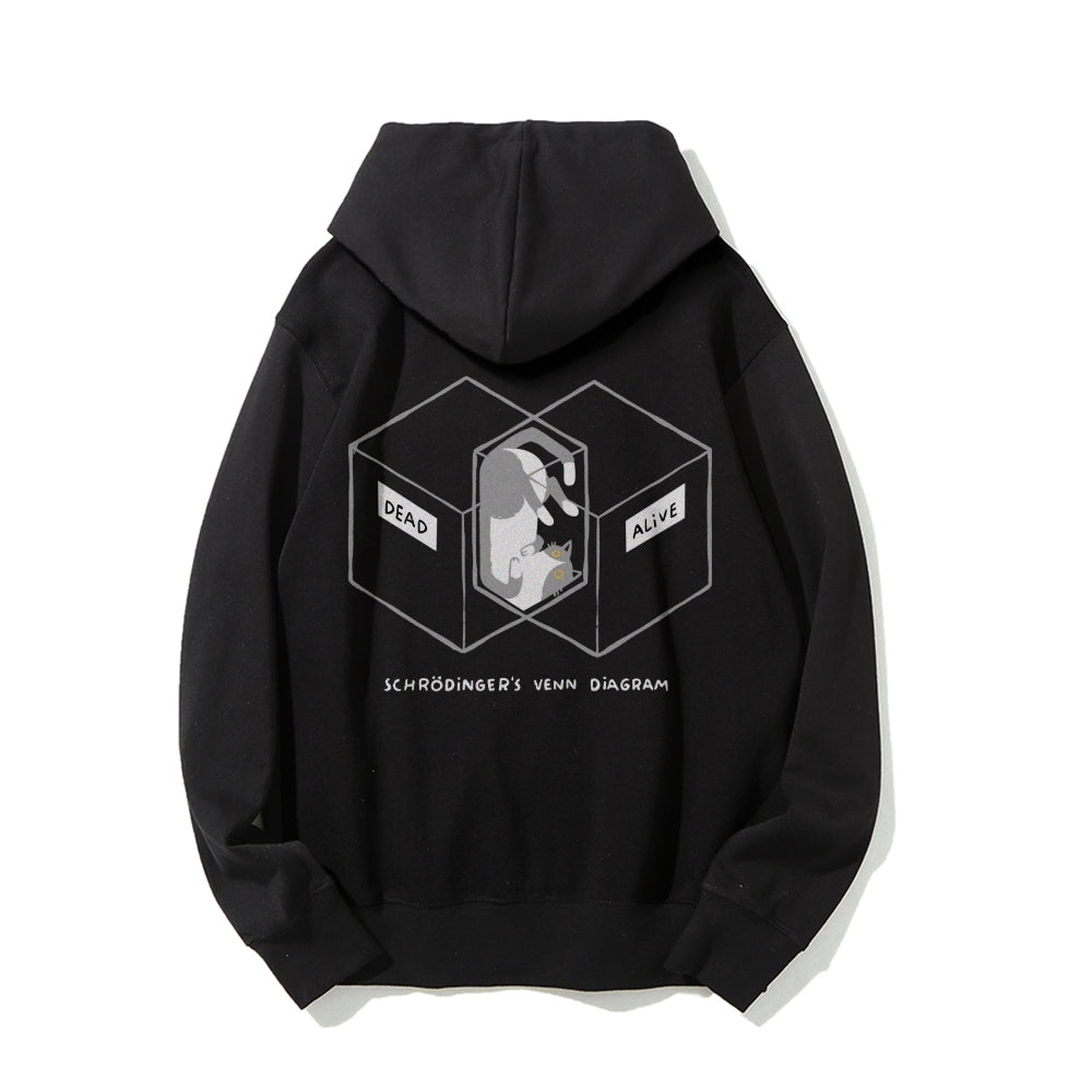 Schrodingers Venn Diagram Printed Back Unisex Cotton Hoodie