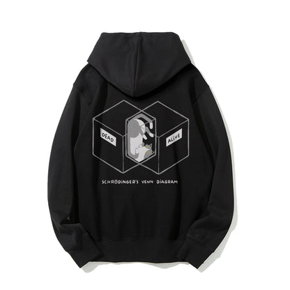 Schrodingers Venn Diagram Printed Back Unisex Cotton Hoodie