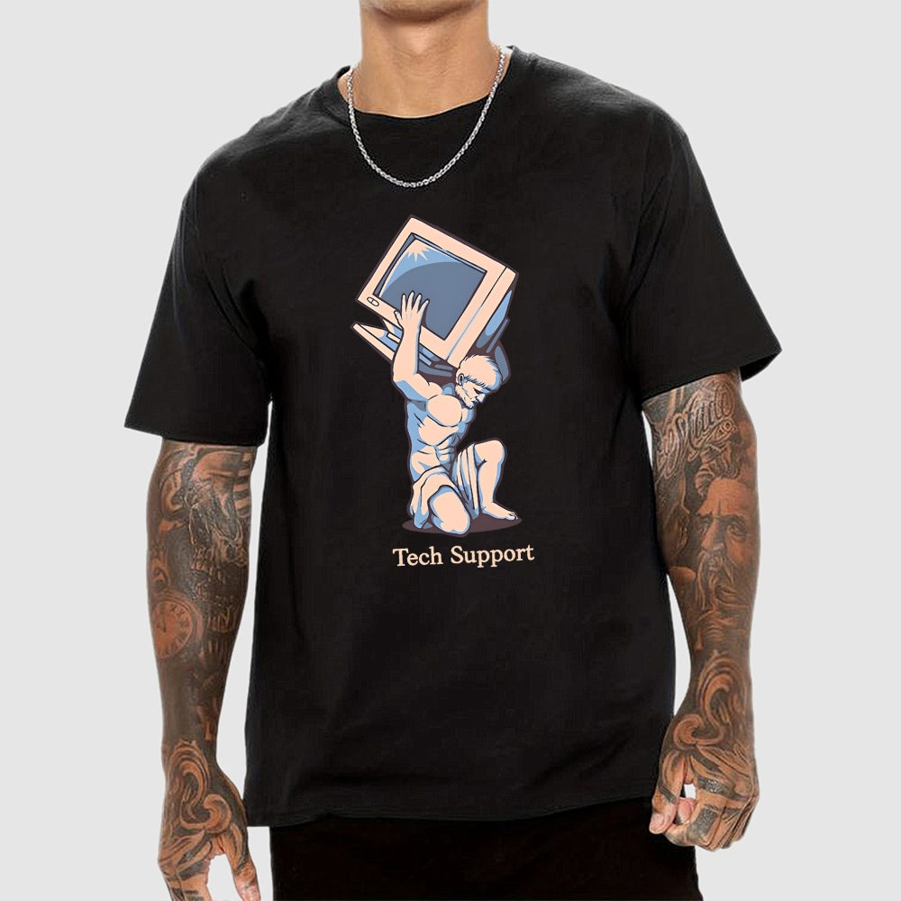 Tech Support Atlas Computer Geek T-Shirt