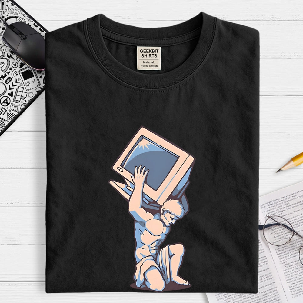 Tech Support Atlas Computer Geek T-Shirt