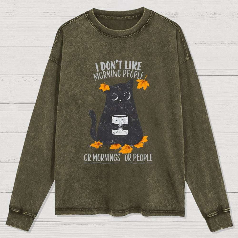 No Mornings No People Washed Long Sleeve Tee