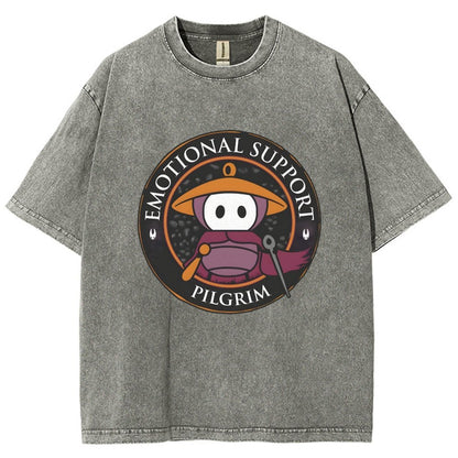 Emotional Support Pilgrim Vintage Distressed T-shirt
