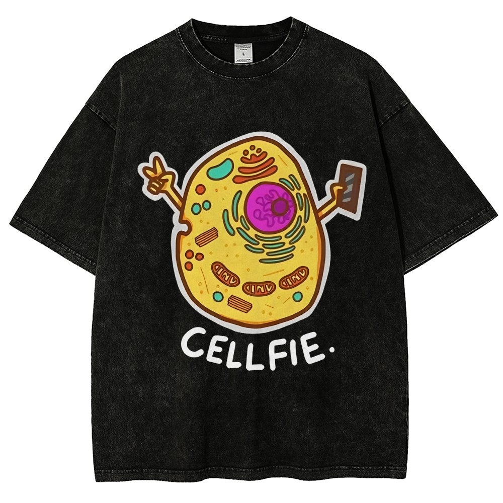 Biology pun Cell-Fie Vintage Distressed T-shirt