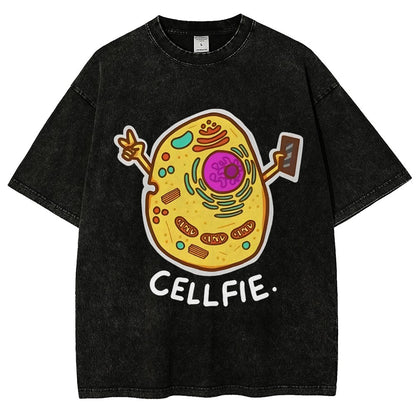 Biology pun Cell-Fie Vintage Distressed T-shirt