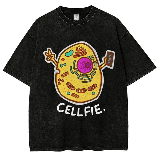 Biology pun Cell-Fie Vintage Distressed T-shirt