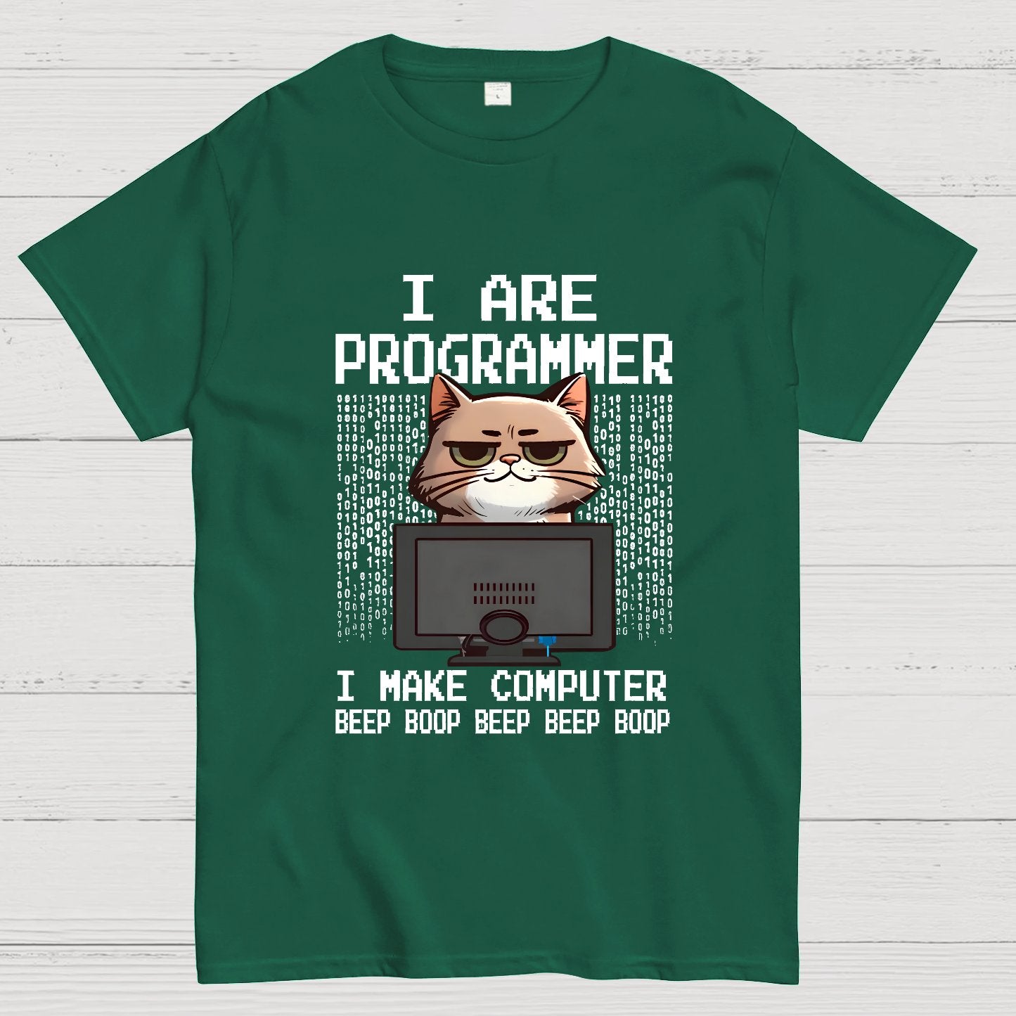 Programmer Cute Cat Coding Geeky T-Shirt