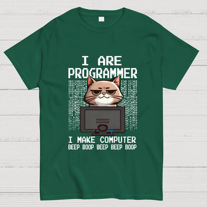Programmer Cute Cat Coding Geeky T-Shirt