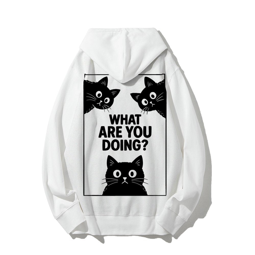What Are You Doing Printed Back Unisex Cotton Hoodie