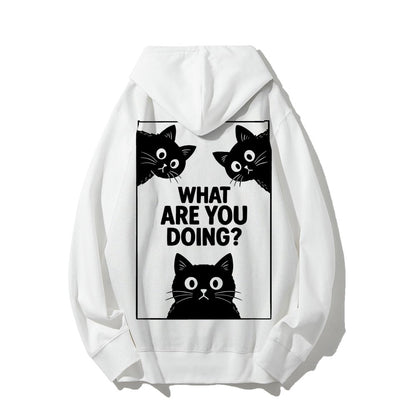 What Are You Doing Printed Back Unisex Cotton Hoodie