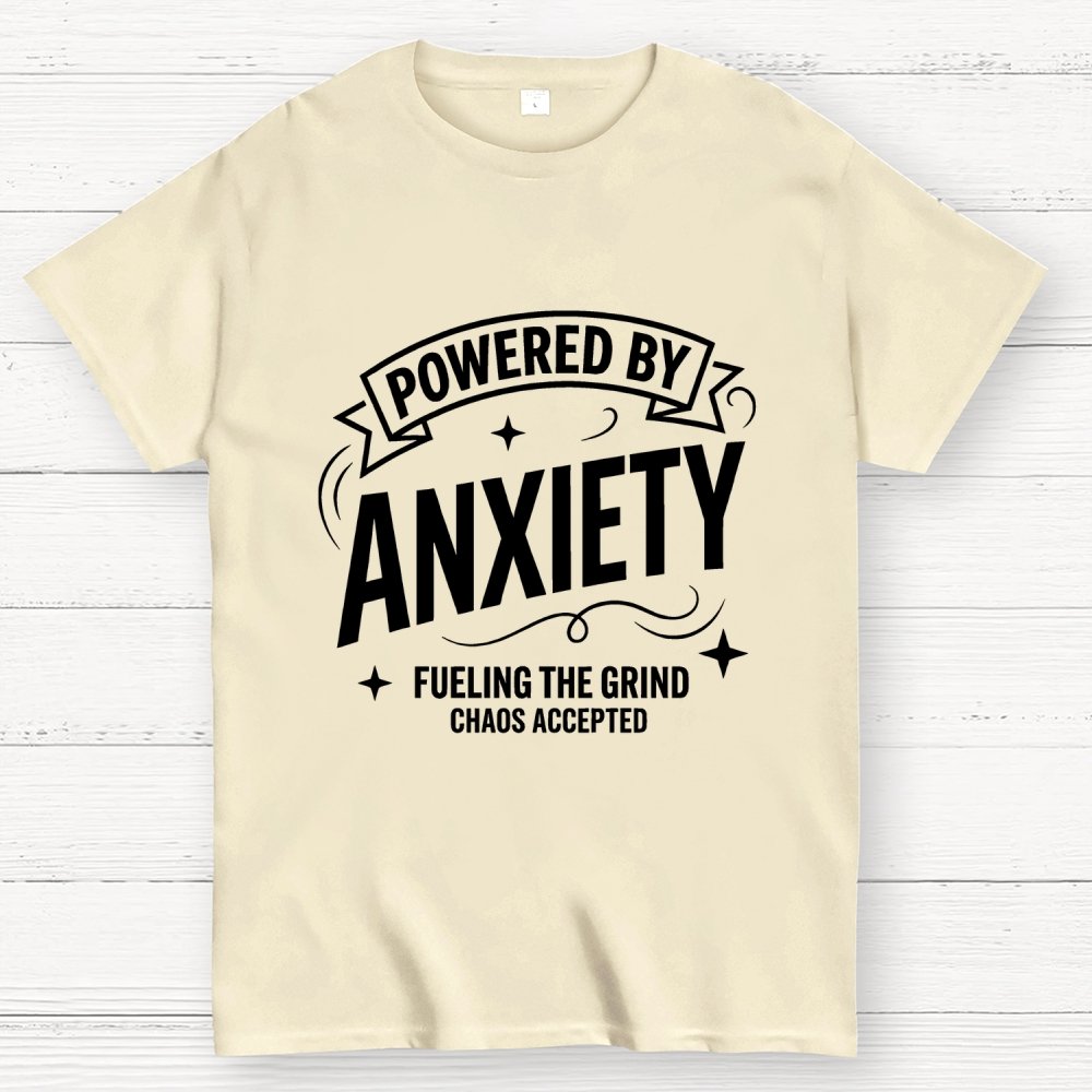 Powered By Anxiety Art Print Geek T-Shirt