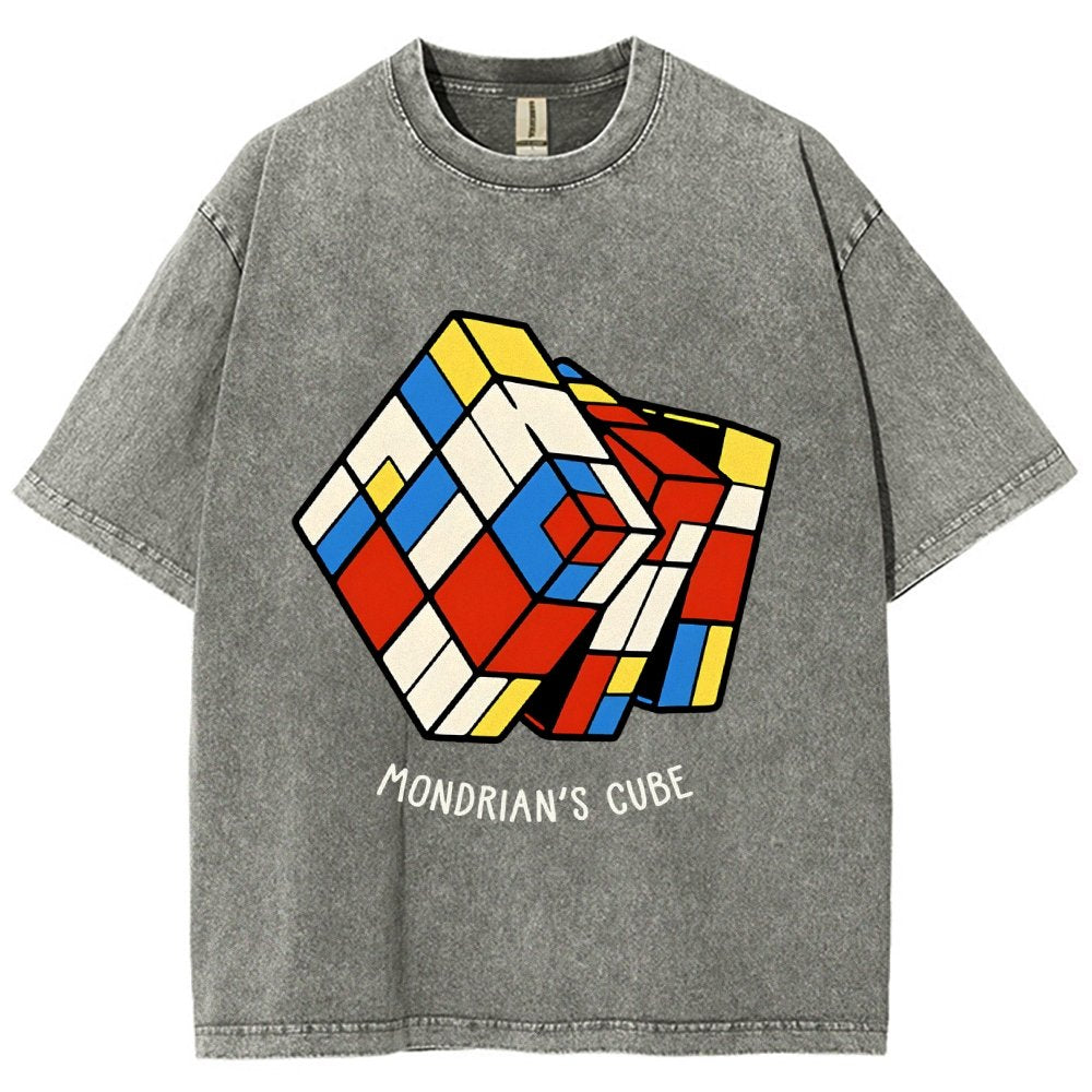 The Mondrian Rubik Cube Vintage Distressed T-shirt