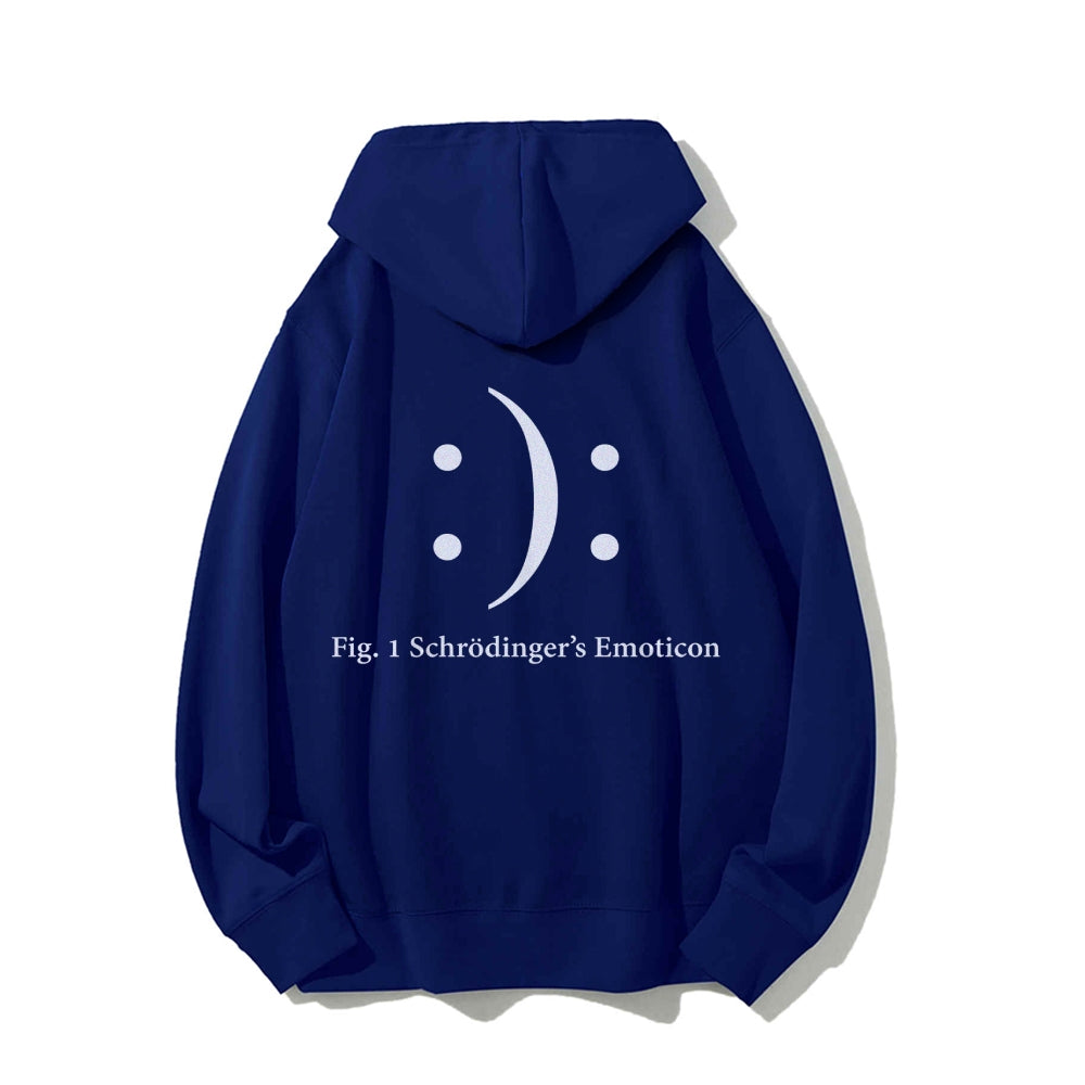 Schrodinger's Emoticon Printed Back Unisex Cotton Hoodie