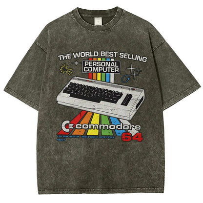 Retro Games Commodore 64 Personal Computer Vintage Distressed T-shirt