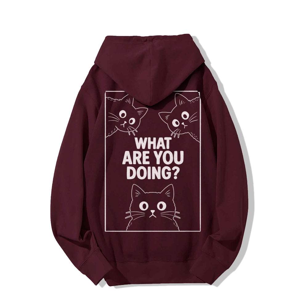What Are You Doing Printed Back Unisex Cotton Hoodie