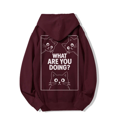 What Are You Doing Printed Back Unisex Cotton Hoodie