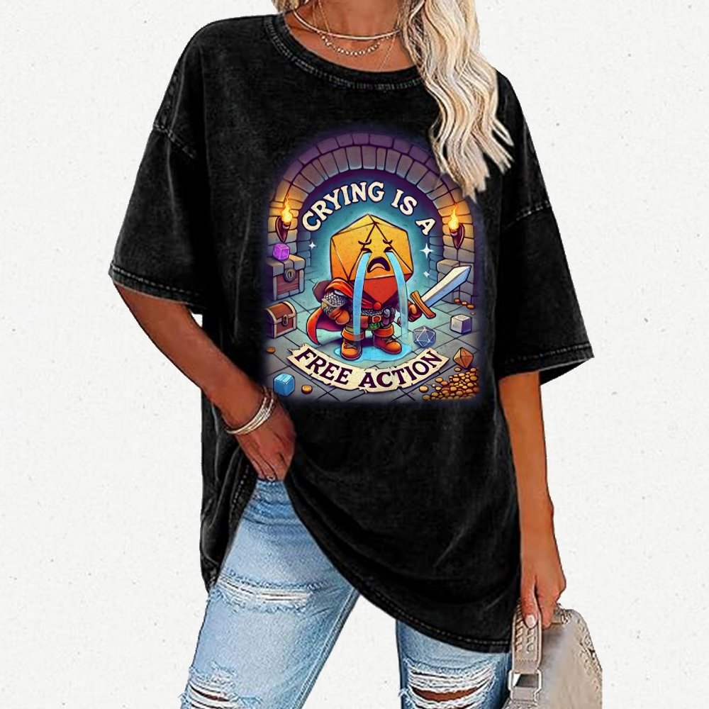 Crying is a Free Action Vintage Distressed T-shirt