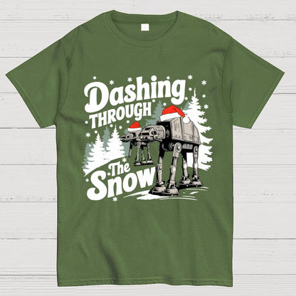 Mystery Robot Dog Crosses the Snow Christmas Geek T-Shirt