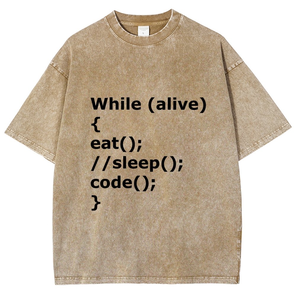 While Alive Eat No Sleep Code Vintage Distressed T-shirt