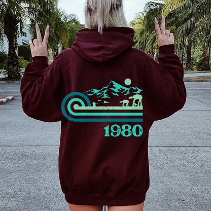 Retro Vintage Base Printed Back Unisex Cotton Hoodie