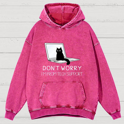 Funny Cat Tech Support  Vintage Distressed Hoodie