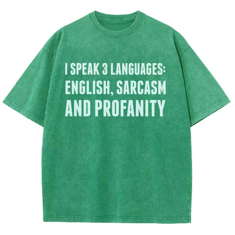 Funny Word I speak English Sarcasm and Profanity Vintage Distressed T-shirt