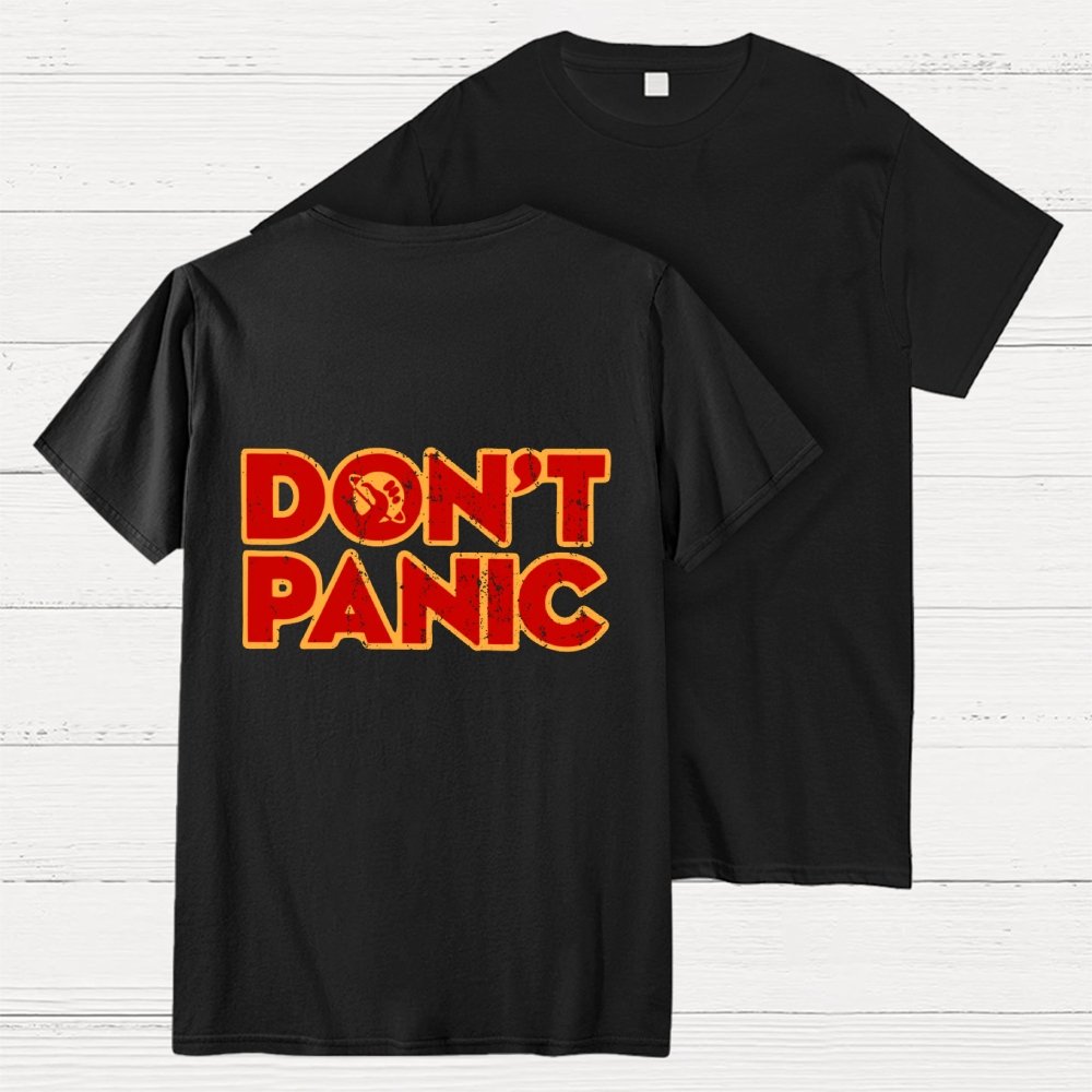 Dont Panic Vintage Distressed Front And Back Printing Geek T-Shirt