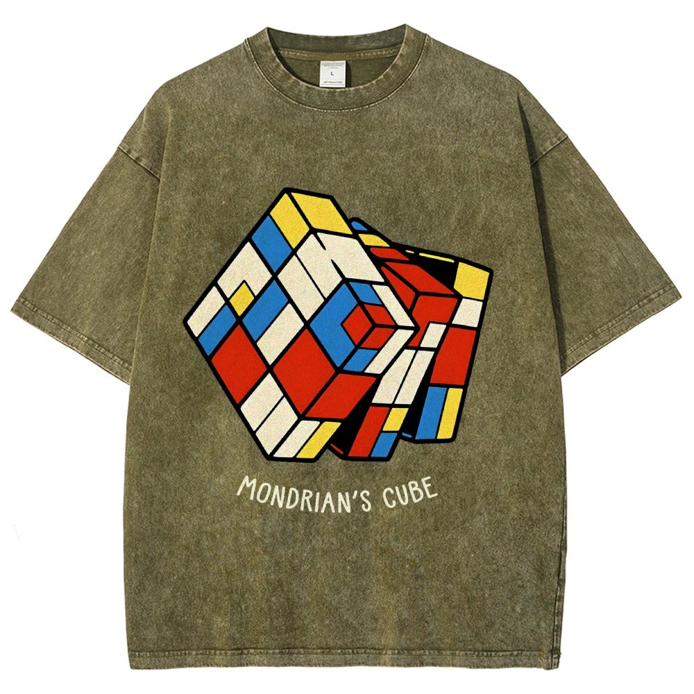 The Mondrian Rubik Cube Vintage Distressed T-shirt