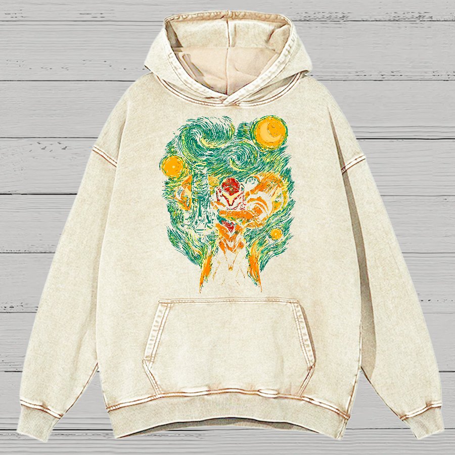 Cosmic Hunter Vintage Distressed Hoodie