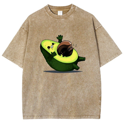 Quirky Alien Avocado Vintage Distressed T-shirt