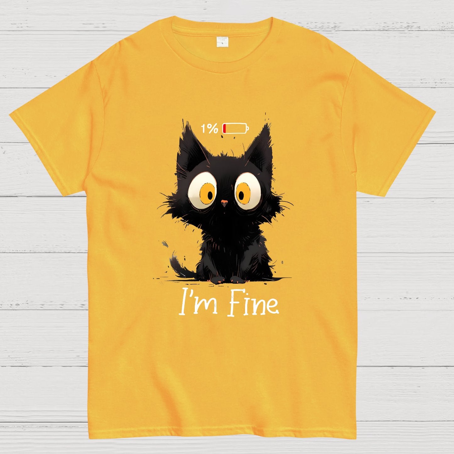 I‘m Fine Black Cat Geeky T-Shirt