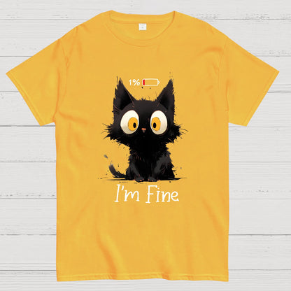 I‘m Fine Black Cat Geeky T-Shirt