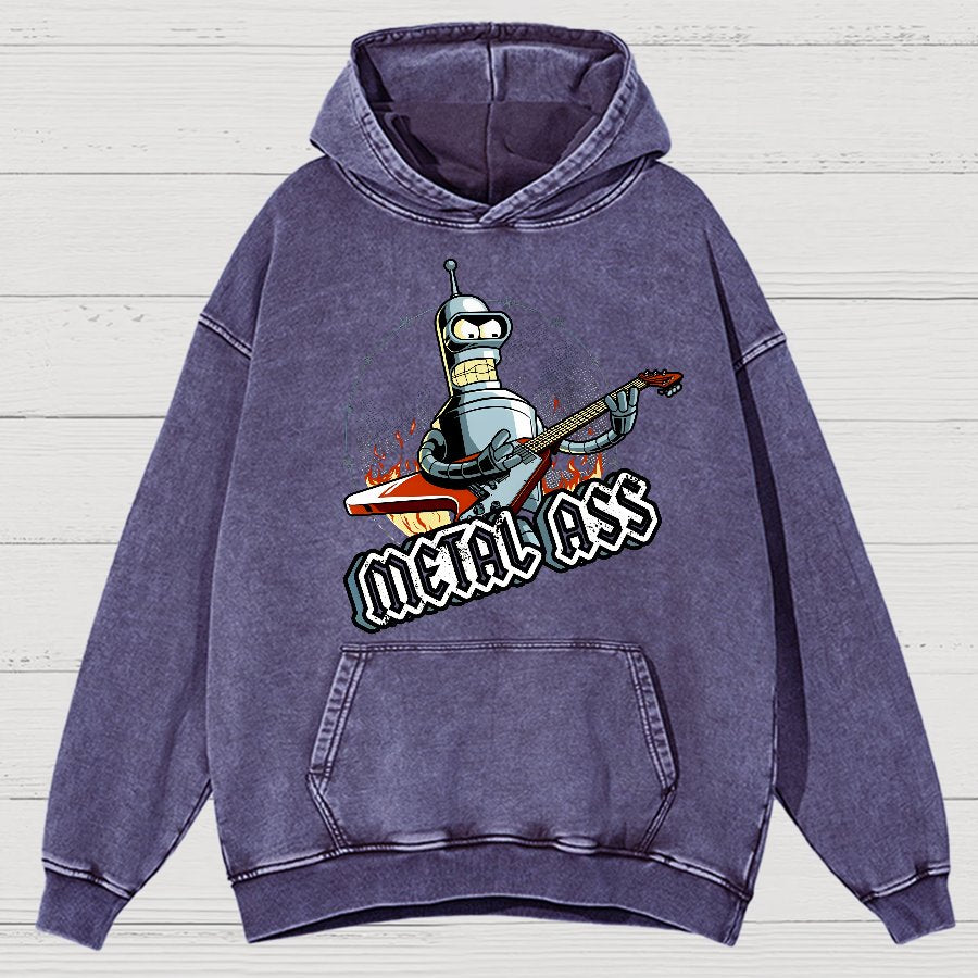 Robot Metal Rock Vintage Distressed Hoodie