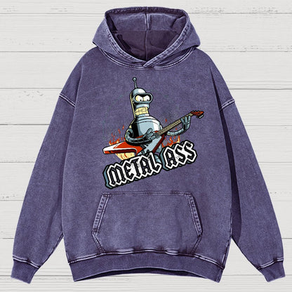 Robot Metal Rock Vintage Distressed Hoodie