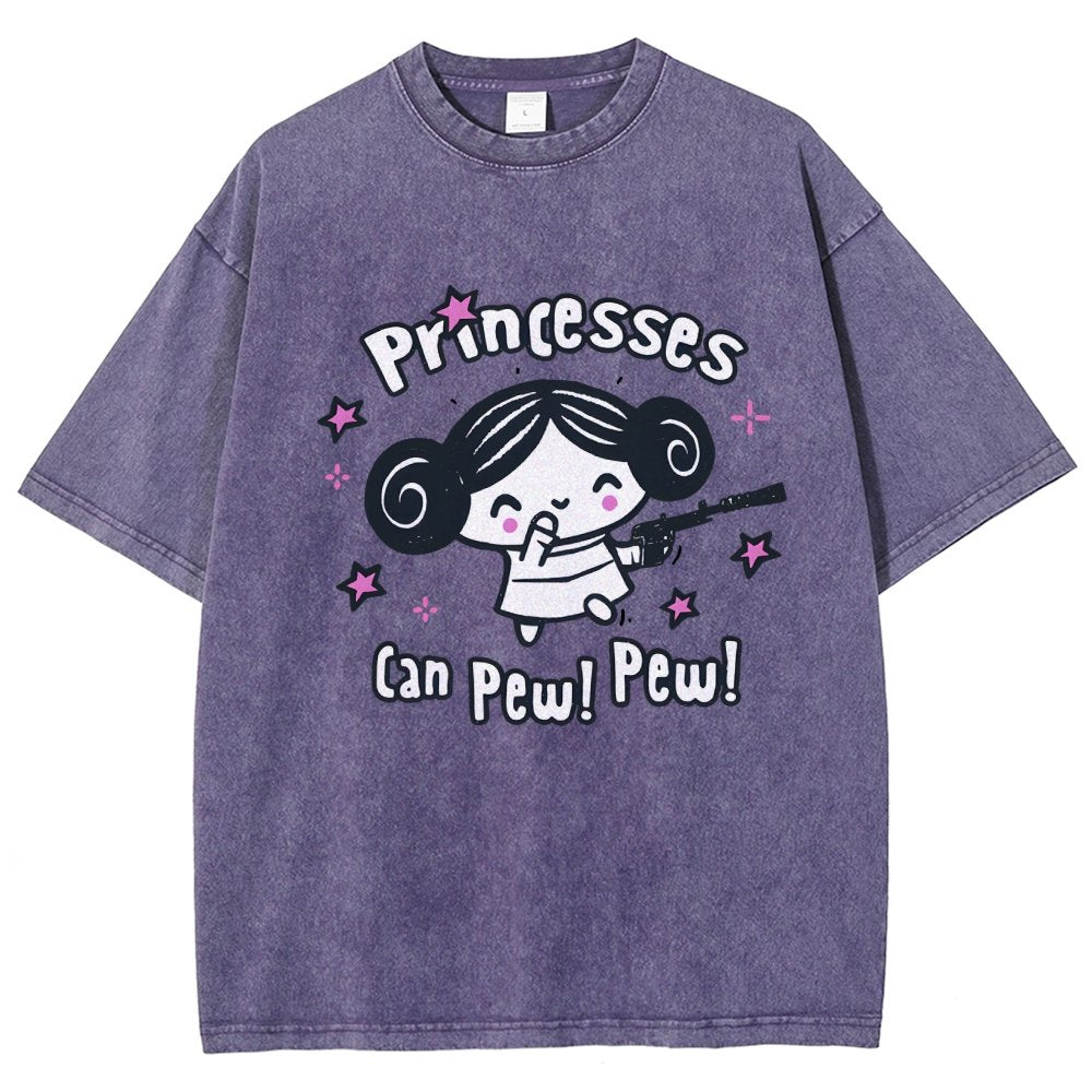 Princesses Can Pew! Pew! Too Vintage Distressed T-shirt