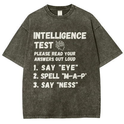 Intelligence Test Say Eye M A P Ness Vintage Distressed T-shirt