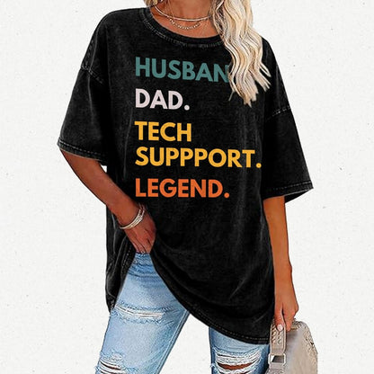 Husband Dad Tech Support Legend Funny It Father Essential Vintage Distressed T-shirt