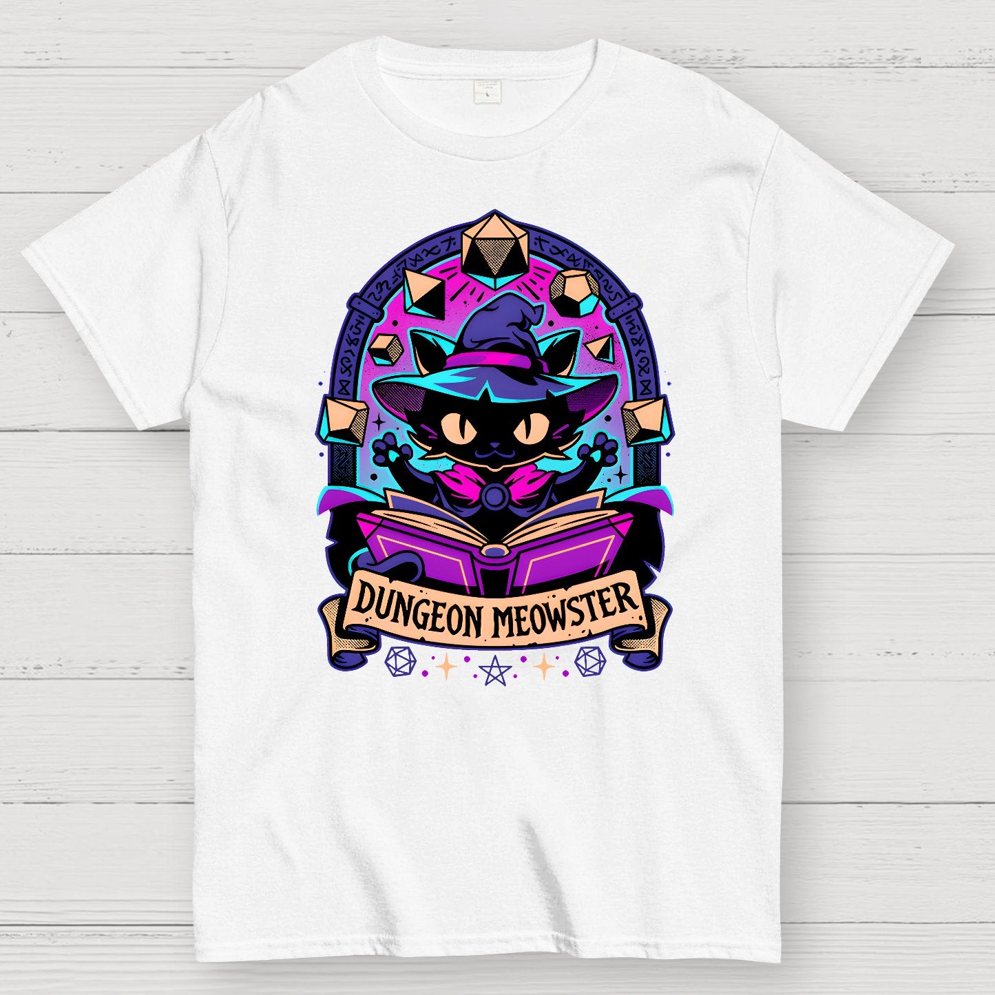 Feline Dungeon Keeper Meowster Geek T-Shirt