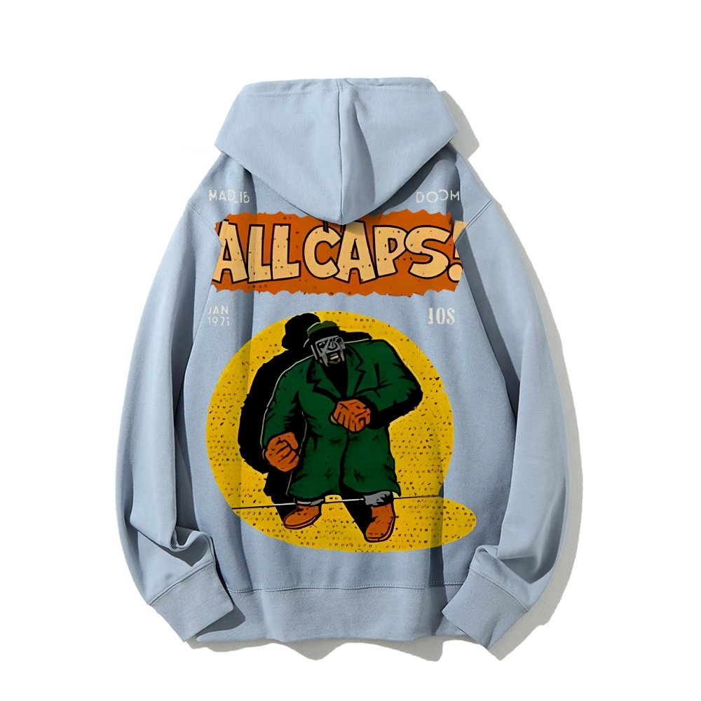Vintage Hip-Hop Mf Graphic Printed Back Cotton Hoodie