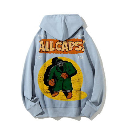 Vintage Hip-Hop Mf Graphic Printed Back Cotton Hoodie