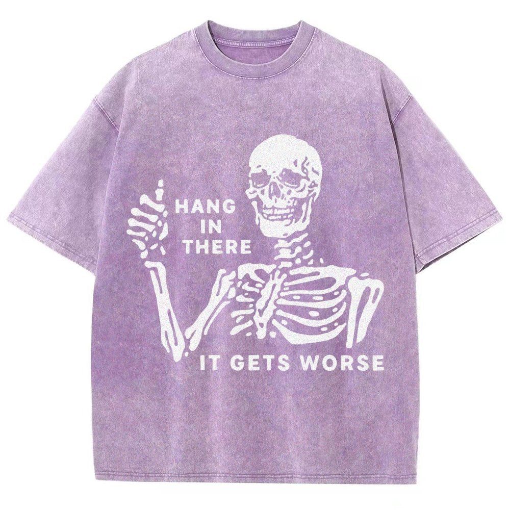 Hang In There Skeleton Vintage Distressed T-shirt