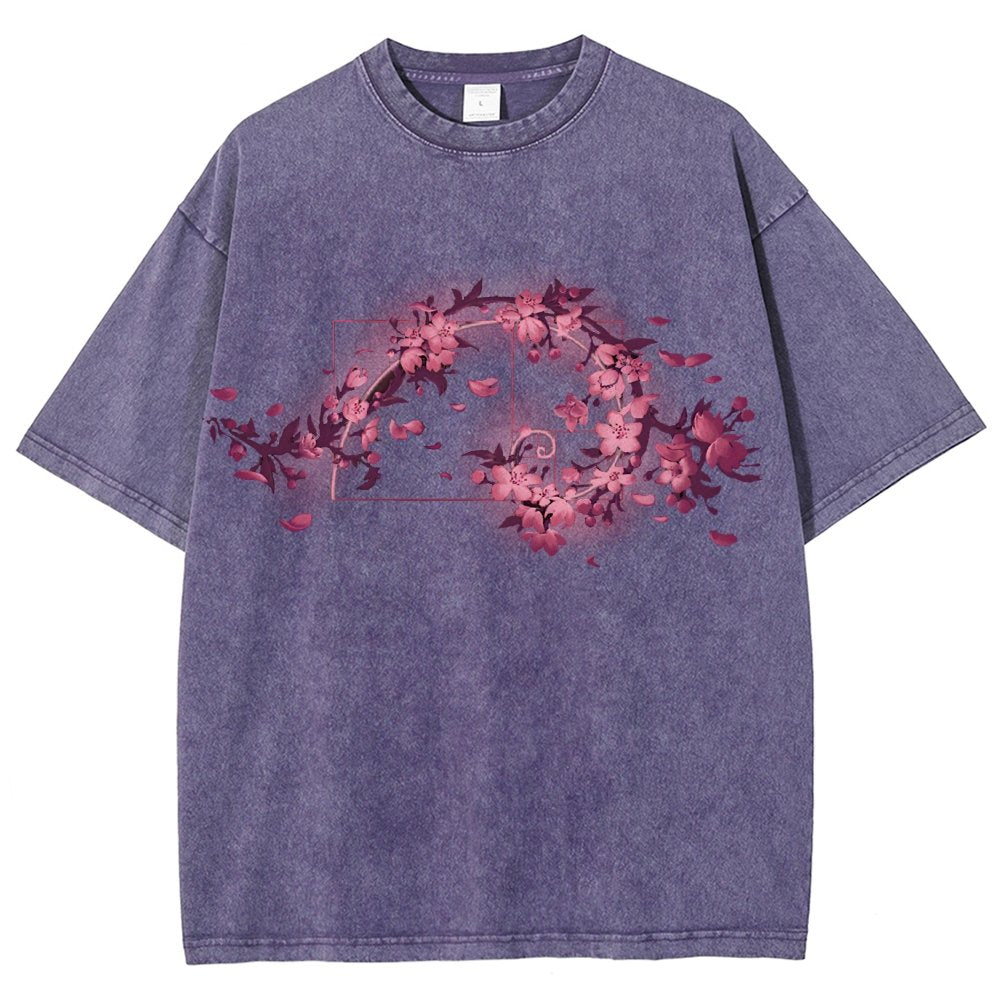 Golden Sakura Season Vintage Distressed T-shirt