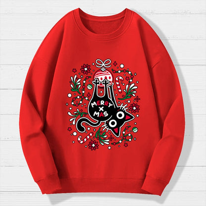 Christmas Cat Butt Geek Cotton Sweatshirt