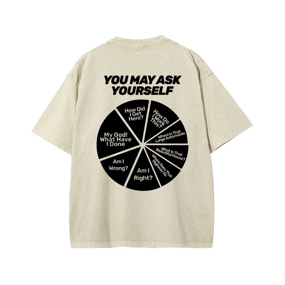 Techno Apocalypse Front And Back Printing Washed T-shirt